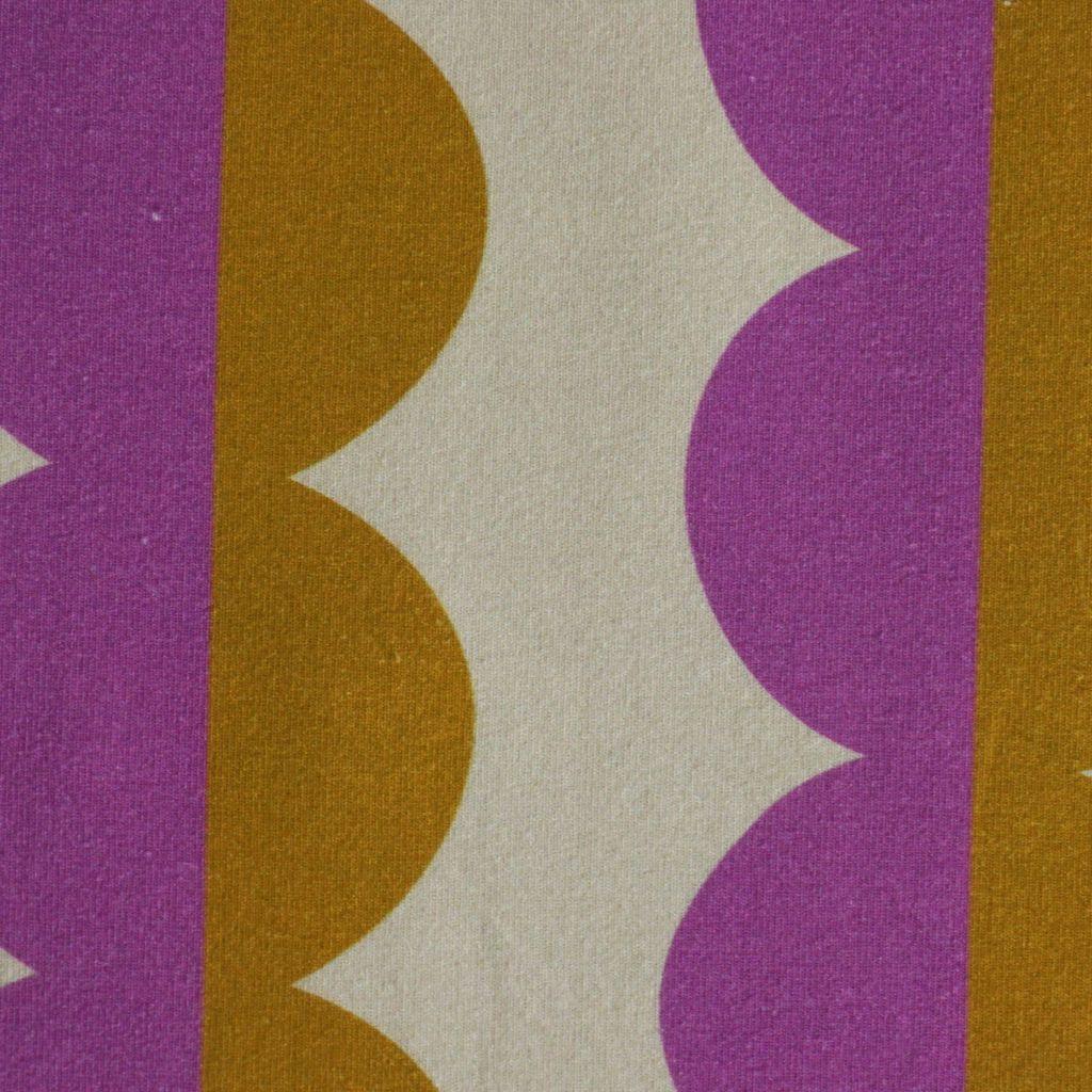 Baumwolljersey abstrakte Halbkreise caramelbraun fliederlila